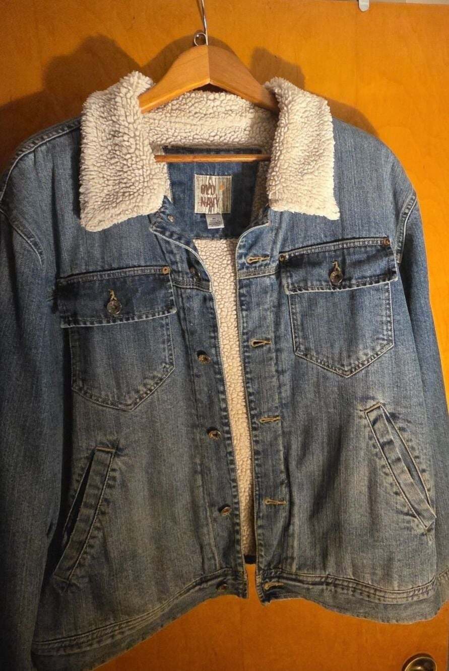 Old Navy Vintage Sherpa-Lined Denim Trucker Jacket-Gender Neutral